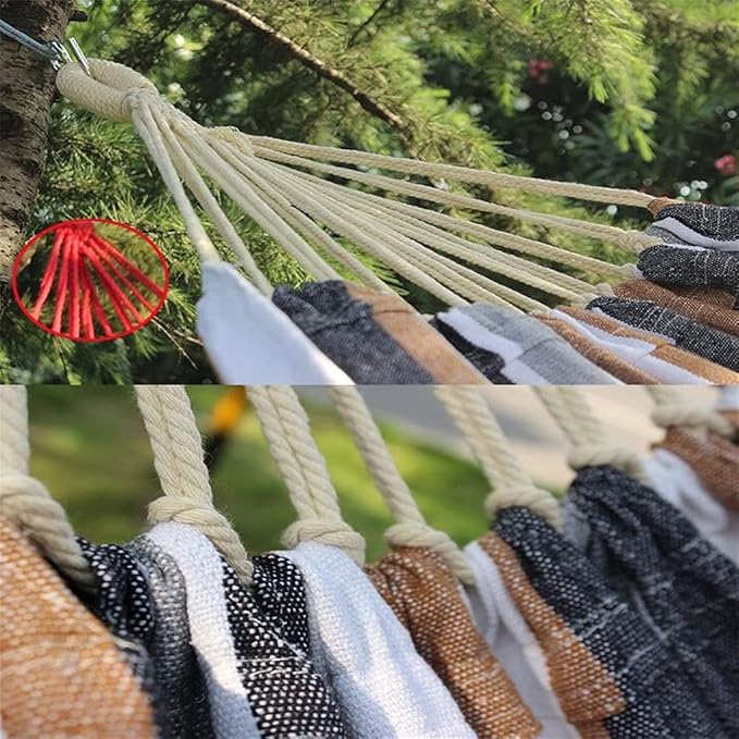 Portable Hammock Portable Outdoor Double Hammock Anti-Rollover Wall Hanging Camping Cotton and Linen Swing for Backpacking Beach