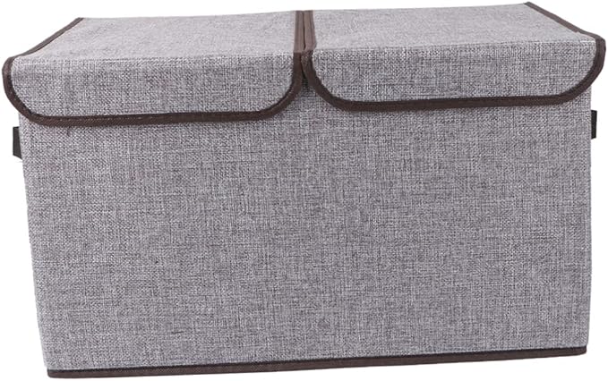 Large Capacity Storage Basket Cotton Linen Storage Box Lid Wardrobe Storage Bin Dividers