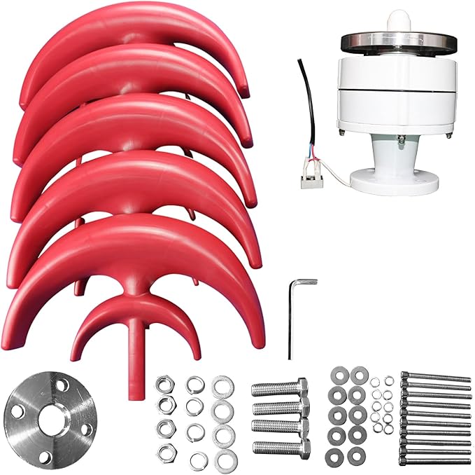 4500W Wind Turbines Generator12V 5-Blade Vertical Axis Wind Turbines Generator KitElectricity Producer Equipment Redfor Home Hybrids Streetlight Use Fast Delivery from USA Red