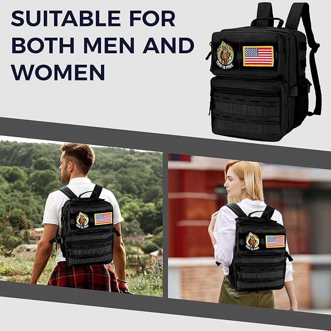 9L Mini Tactical Backpack Small Military Gym Bag for Men Women Molle Daypack Camping Backpack with Patch(Black)