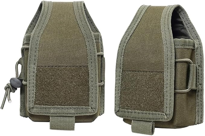 Versatile Pouch Case Holder for GPS Phone Universal Radio Pouch Adjustable Molle Magazine Bag with Elastic Cord Small Nylon Belt Pack for Walkie Talkies Radio