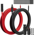 HiFind 12AWG Solar Extension Cable 75 Ft Solar Pannel Cable Tinned Copper Wire with Extra Female and Male Waterproof Connector Pair Ties for Home RV Photovoltaic Systems (75FT Red+75FT Black)