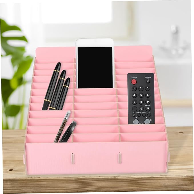 PRETYZOOM Multi-functional Wooden Desktop Organizer for Efficient Cell Phone and Office Supplies Storage Classroom Home Office Smooth Finish for Easy Use