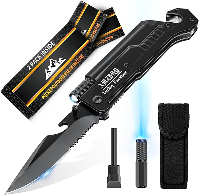 Stocking Stuffers for Men Dad Gifts: 2Pack Christmas for Adults Women Present Idea 7-In-1 Multi Tool Camping Fishing Multitool Birthday Gadgets for Him Boyfriend Husband Who Have Everything