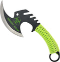 MedievalDepot Zed Skullsplitter Throwing Axe – 11 Full Tang Metal Blade with Nylon Cord Grip Sheath Included – Outdoor Throwing Practice &amp Collection (Green)