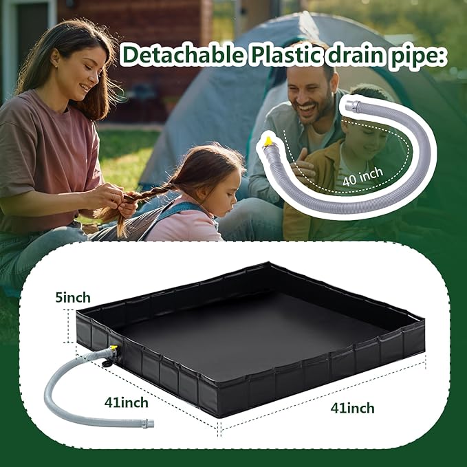 Portable Shower Pan Foldable Shower Base &amp Basin Floor with Detachable Drain Pipe Ideal for RV OutdoorIndoor Shower Stall Enclosures