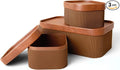 LA JOLIE MUSE Fluted Cardboard Storage Baskets with Leather-Like Lids Sturdy Stackable Paper Boxes Decorative Tray Chocolate Brown Set of 3