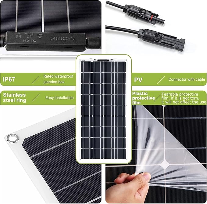 800 Watt Flexible Solar Panel for RV 2 × 400 Watt 12 Volt Solar Power Panel Kit Photovoltaic Module Monocrystalline Solar Panels for Camping Off Grid Car Battery Charging Boat