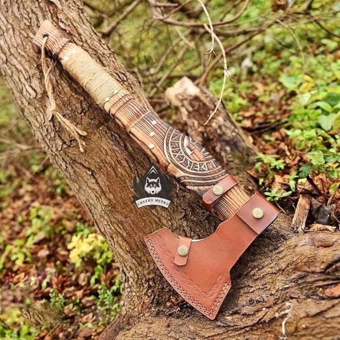 Hnadmade Two Handed Large Berserker Axe Norse Axe Scandinavian Viking Dane Ashwood Handle Functional Axe (FM-0008) ((FM-81))