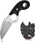 TONIFE Small Fixed Blade Knife Full Tang EDC Camping with Sheath Lanyard and Clip Blade Length 2.172.5 oz.with Sheath (Black - Stonewash)