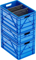 SIDIO Crate Basic Pack - 2 Full-Size &amp 1 Half-Size Heavy Duty Stackable Storage Bins Totes and Containers with Dividers - Durable Plastic Organizer for Home Office Garage and Outdoor Use