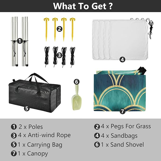 xigua Scallop Shapes Beach Tent Sun Shelter with Carrying Bag - Silver Coated Oxford Fabric Beach Canopy for Beach Camping Fishing - Includes Windproof Ropes Sandbags &amp Stakes
