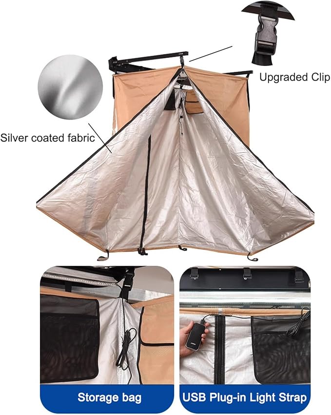 Car Camping Shower Tent Overland Shower Awning SUV Truck Bathroom Tent Privacy Shelters Car Side Shower Room Portable Shower Tent for Camping
