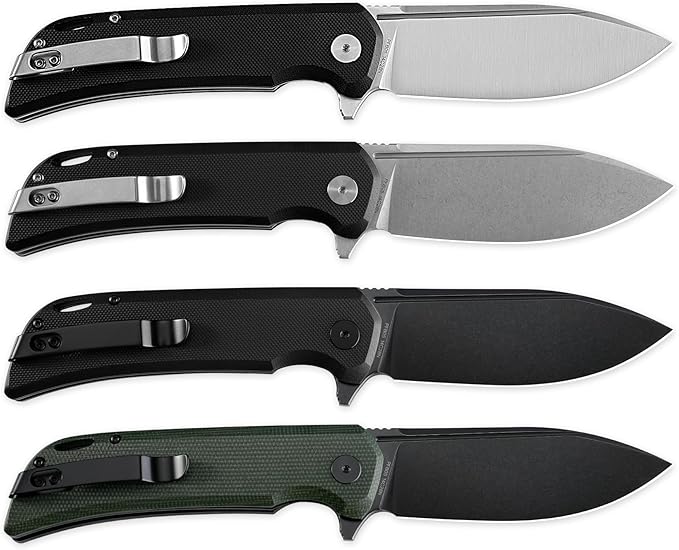 Petrified fish PFB05 Tunny Folding Knife3.86 14C28N Steel Satin Blade G10 Handle Folding knife for EDC Camping Outdoor (Black Black Stonewashed)
