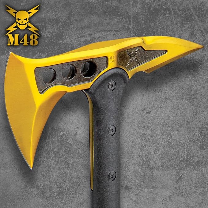 M48 Steel Mistress Tactical Tomahawk with Sheath - Cast 2Cr13 Stainless Steel Head Blade and Penetrating Spike Fiberglass and Nylon Reinforced Handle Perfect for Breaching - Length 15 1/2