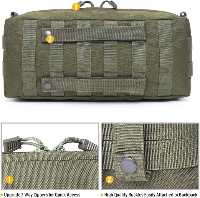 WYNEX Large Molle Pouch Tactical Molle Bag Vertical Admin Pouch Modular Utility Pouch Increment Side Pouch for Tactical Backpack Molle Rucksack Attachment with Shoulder Strap For Use as Sling Bag