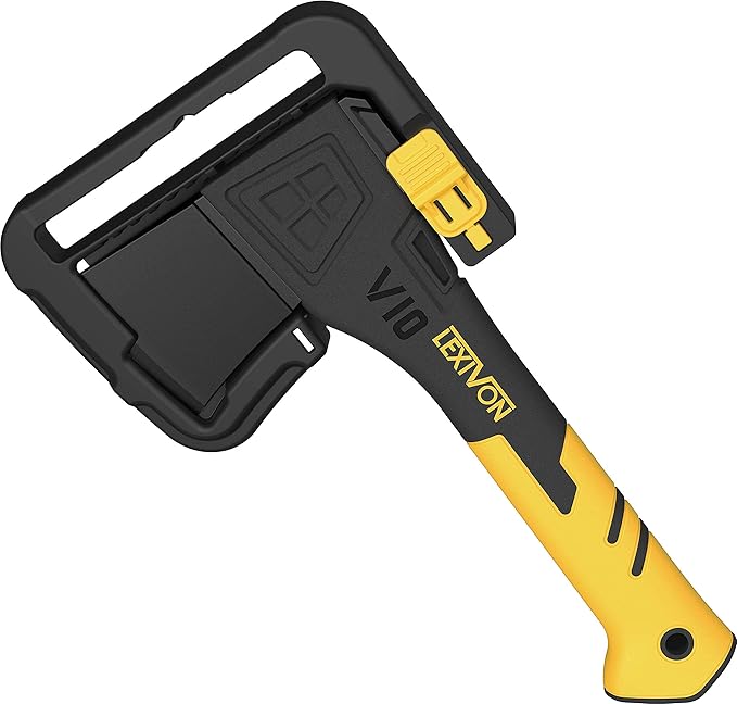 LEXIVON V10 Camping Hatchet 10-Inch Axe | Ergonomic TPR Grip Lightweight Fiber-Glass Composite Handle | Protective Carrying Sheath Included (LX-V10)