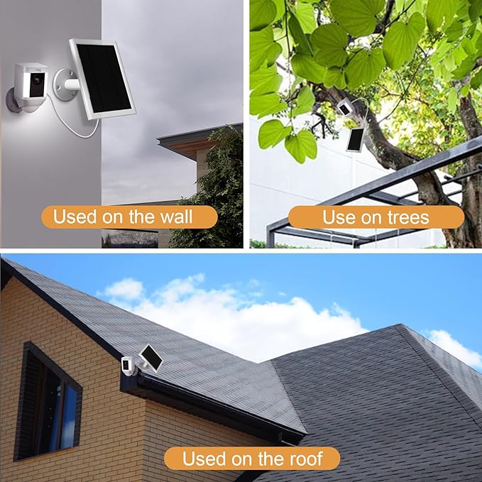 5W Solar Panel Compatible for Ring Camera Spotlight Cam Plus/Pro (Battery) Stick Up Cam/Pro Spotlight Cam Battery with 10ft Cord IP65 Waterproof with Type-C to DC Adapter Cord-2Pack