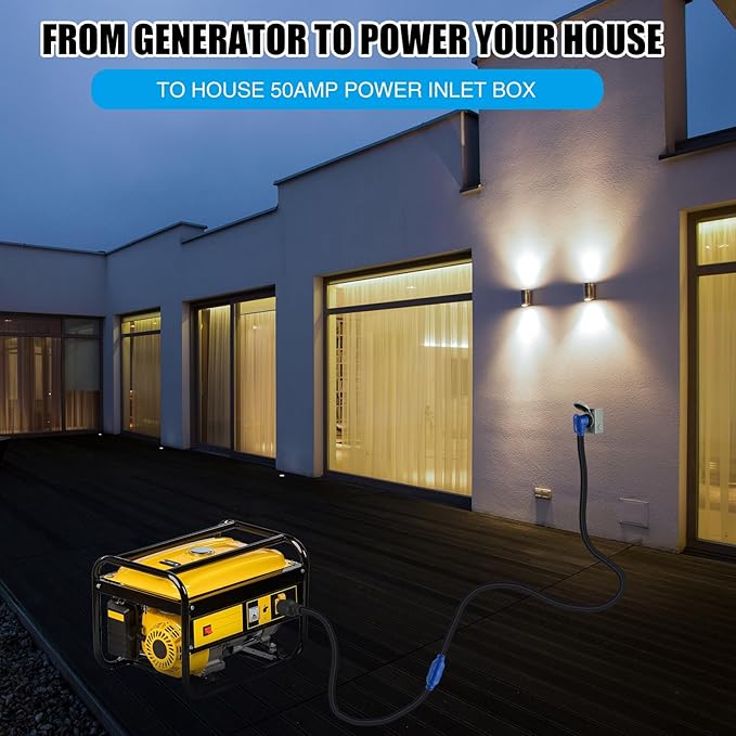 Kanayu 15FT NEMA L14-30P to SS2-50R RV Marine Power Generator Adapter Cord 30A 4 Prong Locking Generator L14-30P Male to 50A Marine Shore Power 90 Degree Right Angle SS2-50R Female ETL Listed