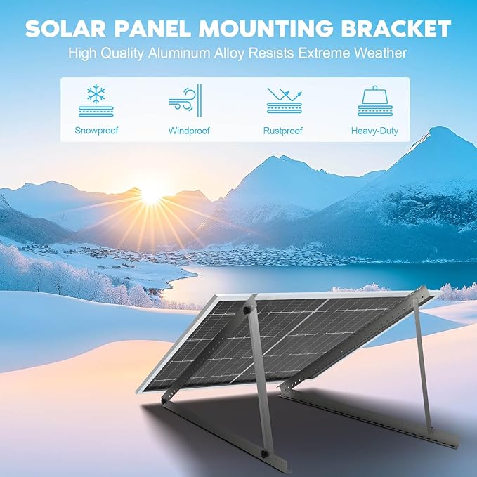 GCCSJ Solar Panel Mounting Brackets 1 Set 45in Solar Panel Mount Brackets Adjustable Solar Panel Tilt Mount Brackets Suitable for 100-400 Watt Solar Panel Stand for Roof RV Boat and Off-Grid