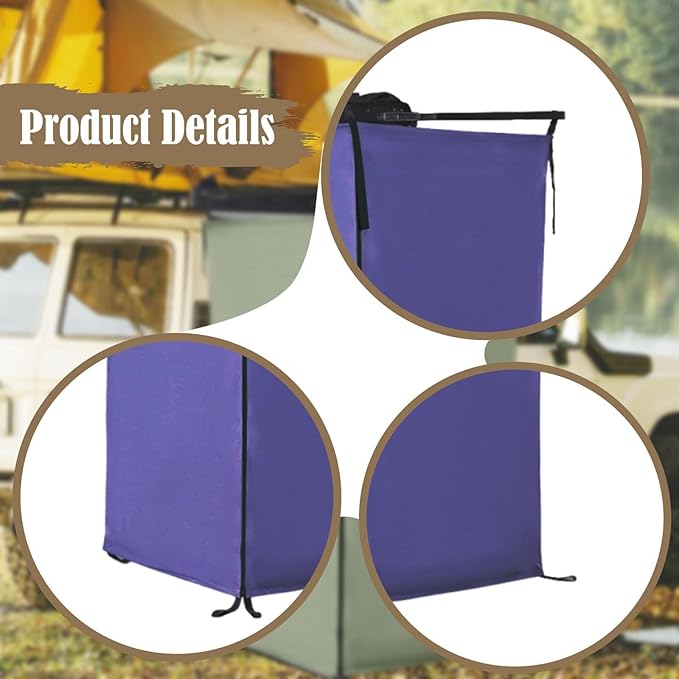 Vehicle Side Shower Tent Privacy Shelter Outdoor Changing Room Dressing Restroom for Camping Beach Van 39.37x39.37x70.87inch- Deep Blue