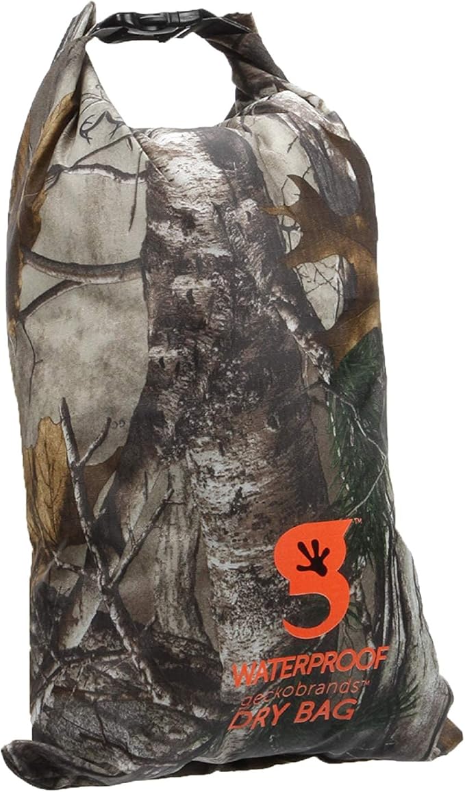 geckobrands Lightweight Compression Dry Bags 2-Pack - Realtree Waterproof 8.8L &amp 4L Bags for Hunting Fishing and Outdoor Gear