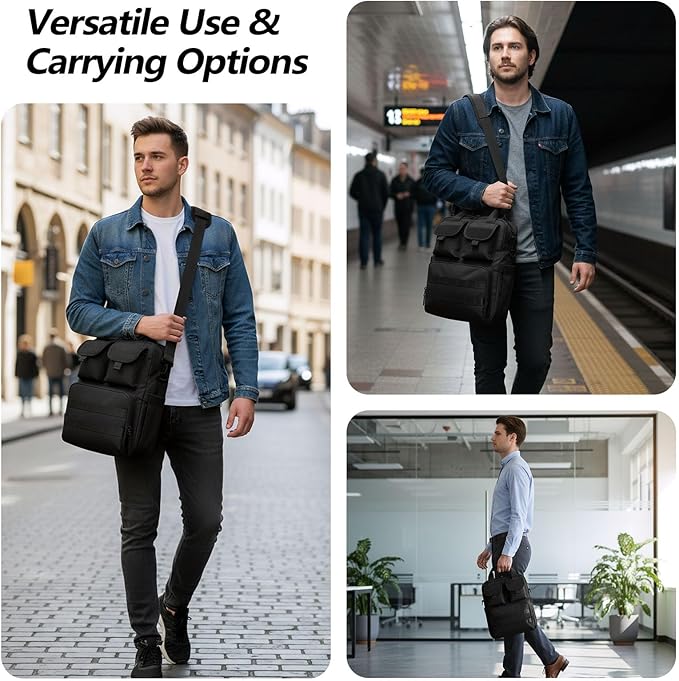 ArcEnCiel 12.9-14.2 Inch Laptop Tactical Messenger Bag Men MOLLE Sling Pack Briefcase Gear Handbags Utility Carry Satchel