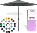 Midtown Umbrellas - 10-Year-No-Fade 6 Ft Patio Umbrella with Terylast Fabric Auto-Tilt Aluminum Frame and 8 Reinforced Ribs for Deck Pool Garden &amp Beach - Greige Canopy Black Pole