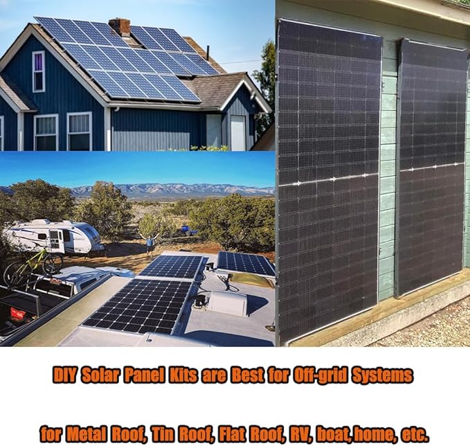Solar Panel Mounting Brackets Rails Kit Aluminium Solar Panel Brackets for Metal Roof Tin Roof Flat Roof Sheet Roof RV Silver (1-2 Solar Panels )