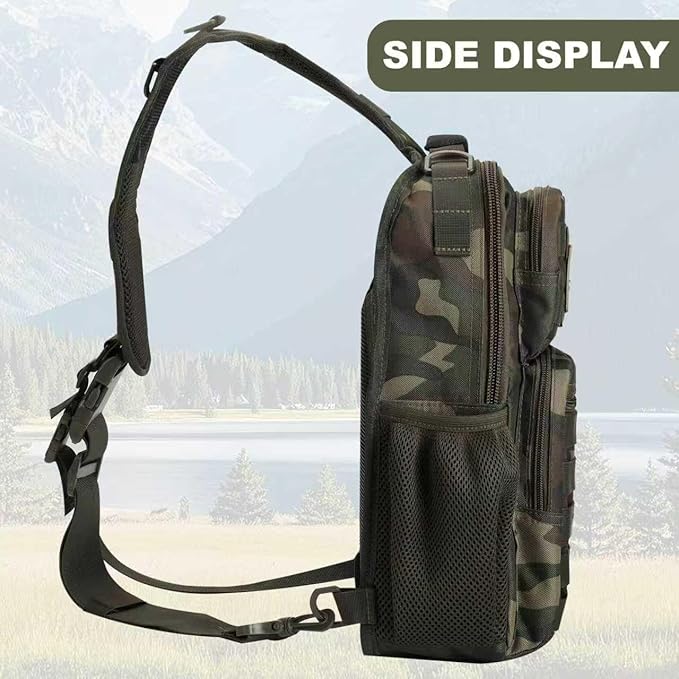 Rover Sling Pack Tactical Shoulder Sling Bag Backpack with Bottle Holder Crossbody Chest Bag Woodland