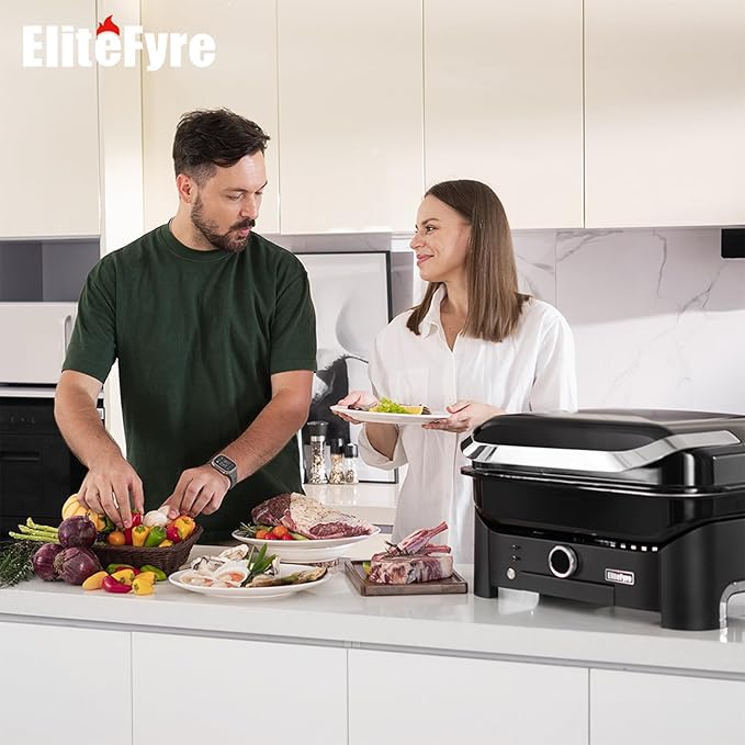 Volteq Electric Grill with Smart Tem Control for Apartments - 6-in-1 Smokeless Compact Patio BBQ Grill for Balcony &amp Deck 1500W Fast Heating No Flames Perfect for Rentals