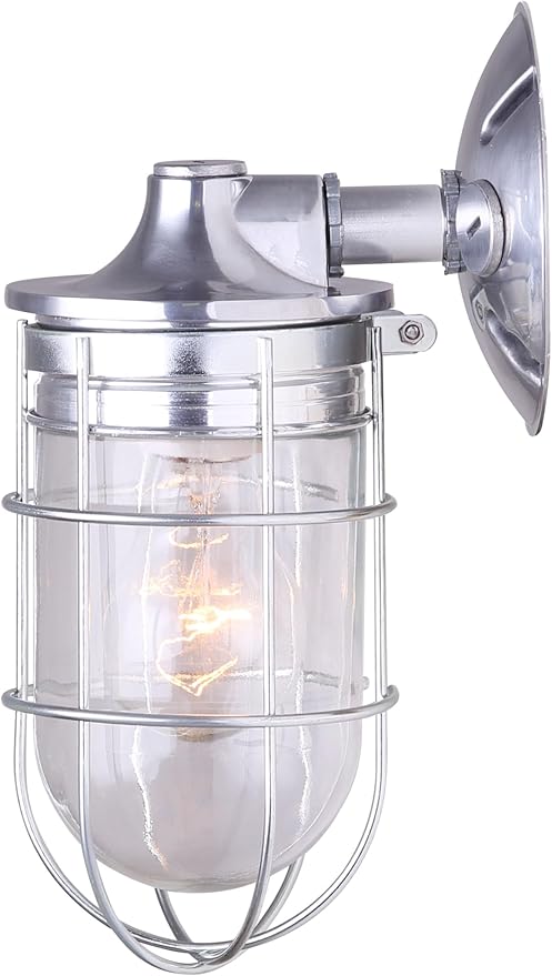 CANARM LTD. IOL337AL Weather 1 Light Indoor/Outdoor Ceiling/Wall Mount All Metal with Cage Aluminum Finish