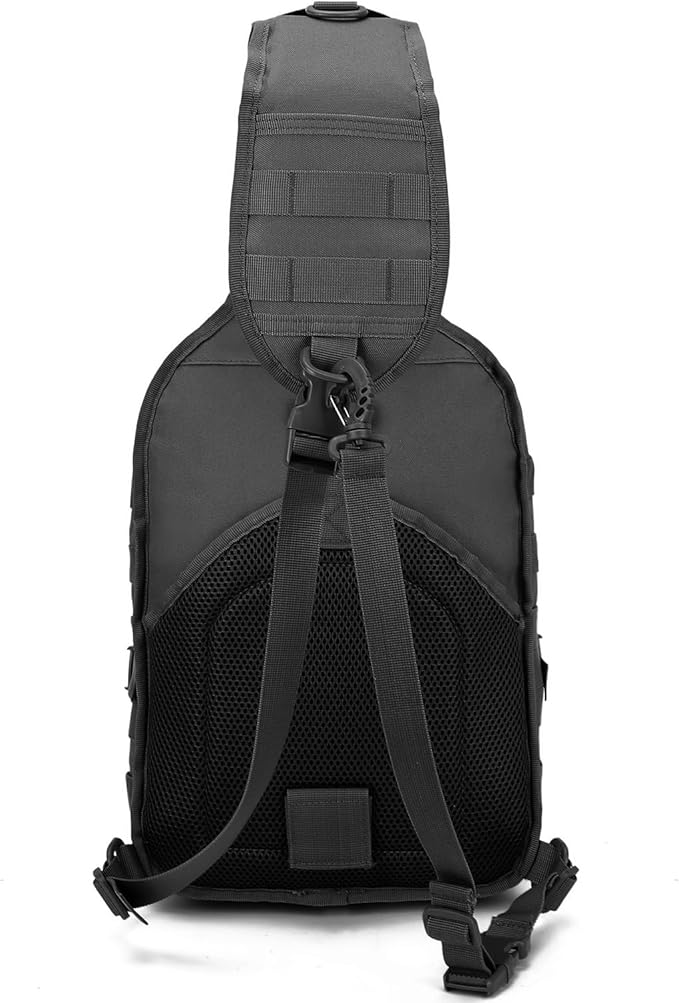 Tactical Sling Bag Backpack Military Rover Shoulder Pack EDC Molle Assault Range Bag for Men Ambidextrous(Black)