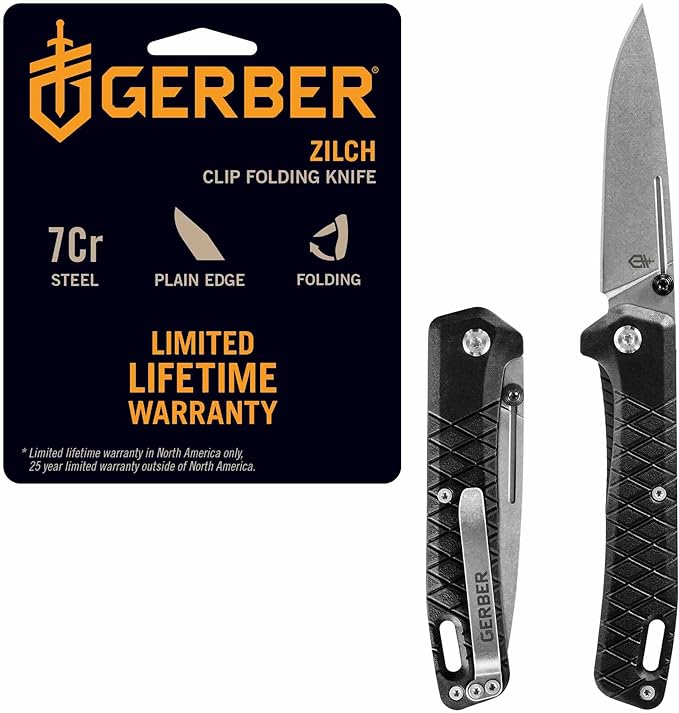 Gerber Gear Zilch Pocket Knife with 3.1 Plain Edge Blade Folding Knife with Clip Lightweight EDC Gear and Equipment