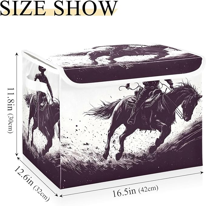 Storage Cube with Lid Cowboy Silhouettes Print 16.5×12.6×11.8 IN 1 Pack Collapsible Large Capacity Foldable Storage Basket Bin Organizer