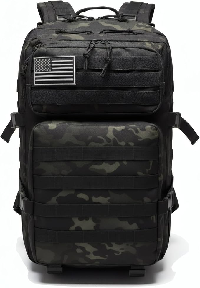 Military Tactical Backpack for Men and Women Molle 45L Large Army 3 Days Assault Pack Bug Out Bag Water Resistant and Heavy Duty Hiking Camping Treeking Rucksack -Black CP