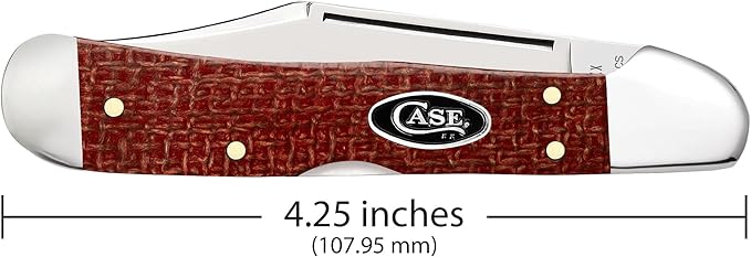 Case XX Pocket Knife COPPERLOCK - DARK RED BURLAP MICARTA Item #12275-101549L CS - Length Closed: 4 1/4Inches