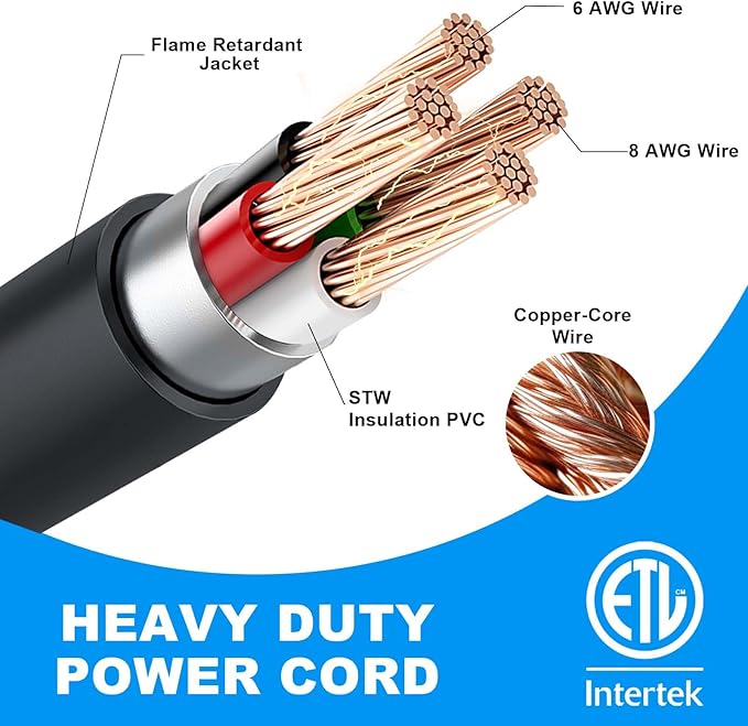 50 Amp Generator Cord 50FT 50 Amp RV Extension Cord with Twist Lock NEMA 14-50P to SS2-50R Heavy Duty 6/3+8/1 AWG STW Wire for RV Trailer Campers ETL Listed (50FT)