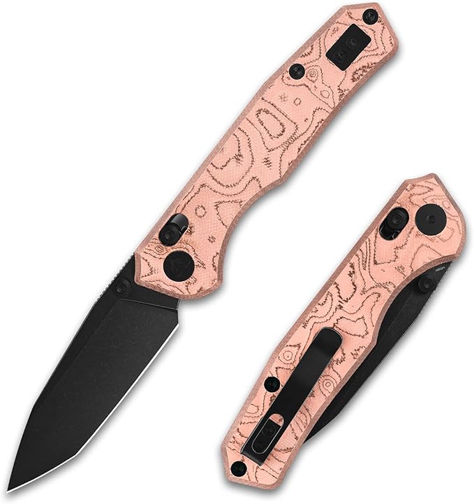 CMB Explorer V2 Copper Foil Handle 14C28N Tanto Blade Crossbar Lock Pocket Folding Knife Camping Hiking Outdoors EDC with Pocket Clip for Men Women CMB-22B