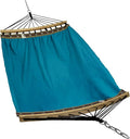 Tranquillo Double Hammock 2 Persons Cotton Canvas 600 lbs Portable Camping Hammock with Solid Wood Spreader Bar Hammock for Camping Portable Relaxation Gear for Camping Patio Garden Blue