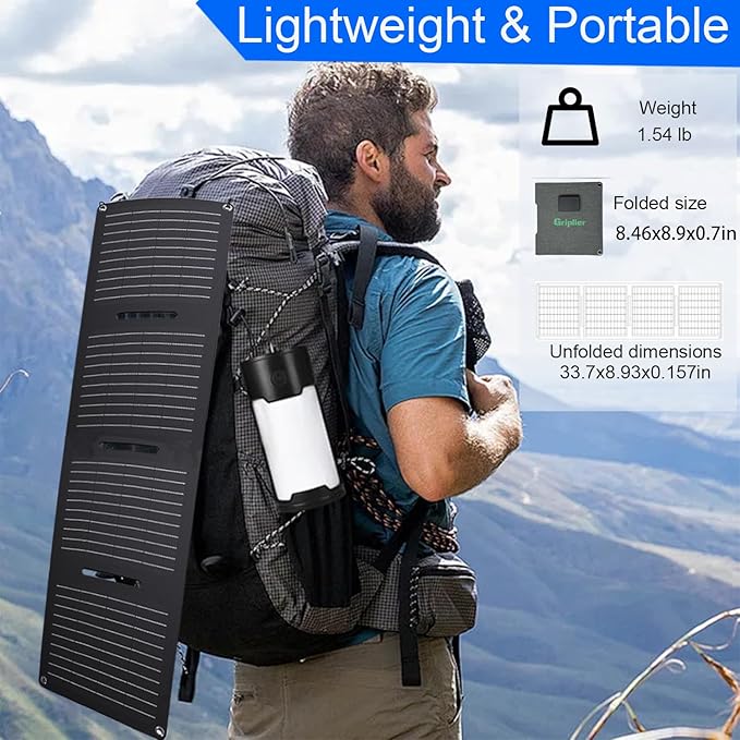 30W Portable Solar PanelsETFE Foldable Solar Panel with USB-C/USB-A/DC Ports for HikingCampingBackpackingIP65 Waterproof Small Folding Solar Charger for PhoneTabletsPower Bank