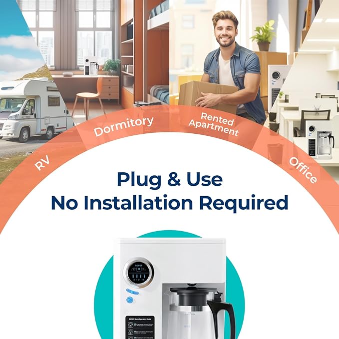 Bluevua RO100ROPOT Countertop Reverse Osmosis Water Filter System Portable RO Filtration with Remineralization No Installation WQA Certified - ROPOT-UV 6-Stage RO