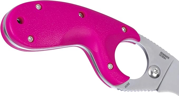 CRKT Bear Claw Fixed Blade Knife with Sheath: Rafting Rescue Self-Defense Serrated Blade with Blunt Tip Pink Glass-Reinforced Nylon Handle Positive Sheath Lock 2511F
