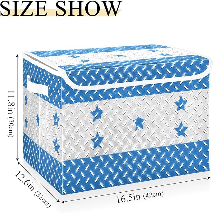 foldable 40 L storage bin with lid with handles heavy duty storage bag organizer Christmas for Home Office Organization Honduras Flag Honduran National Blue