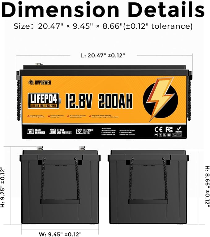 12V 200Ah LiFePO4 Battery Built-in 200A BMS 15000 Deep Cycles 2560WhLow Temp Protection Lithium Iron Phosphate Battery for Home Energy RV Trolling Motor Marine Solar Off-Grid