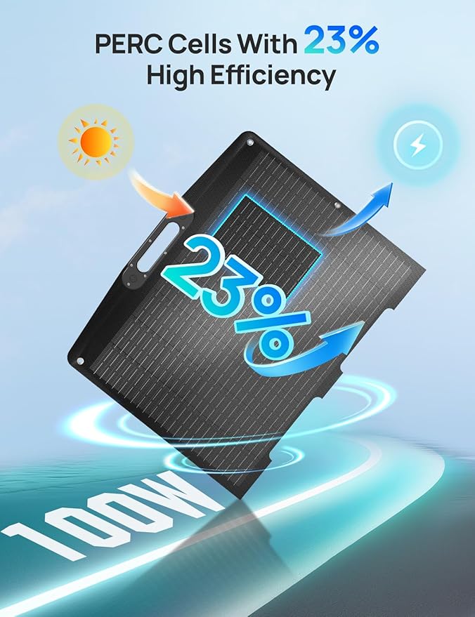 ECO-WORTHY 100W Portable Solar Panel for Power StationsIP65 Waterproof &amp Lightweight with Adjustable Kickstand23% High Efficiency Foldable Solar Panel for Outdoor RV Camping Off Grid Emergency