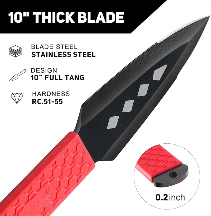 NedFoss Kunai Throwing Knives with Throwing Axe Set Thick and Strong Full Tang One Piece Design Inovative TPR Rubber Wrapped Handle