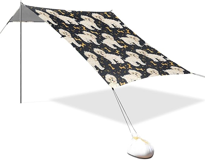 ALAZA West Highland White Terrier Dog Beach Tent Sun Shelter UPF50+ Protection Beach Shade Canopy w/ 4 Sandbags for Outdoor Camping Fishing Backyard Fun Picnic 10x9 ft