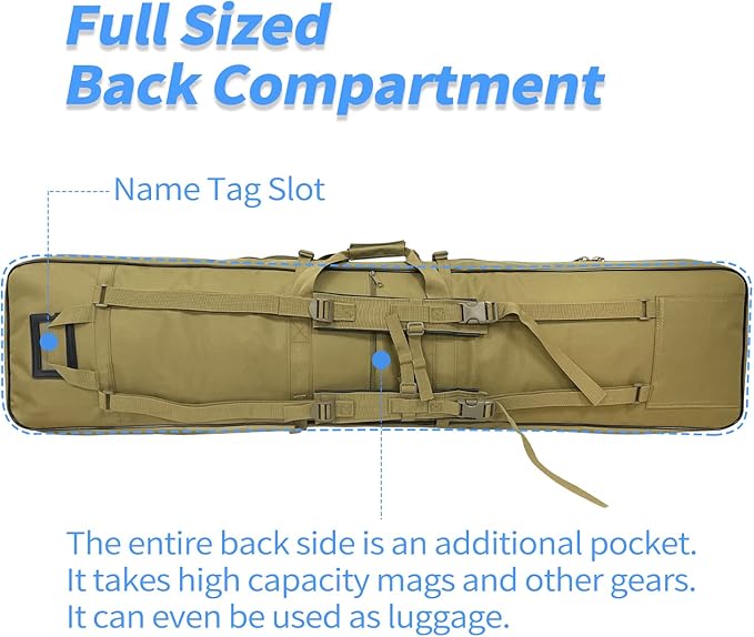 Sutekus Tactical Double Rifle Case Gun Case Padded Rifle Storage Backpack Integrated Pistol and Magazine Storage (3 Sizes 2 color)