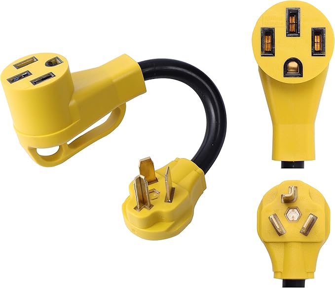 ONETAK NEMA 10-30P to 14-50R 240V 30 Amp 3 Prong Dryer Male Plug to 4 Prong Generator Female Outlet Receptacle EV Charger Compatible with Tesla Gen 2 Power Cord Adapter